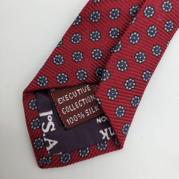 Jos A. Bank Executive Collection Mens Tie Silk Necktie Burgundy Floral 56.5" - Picture 5 of 6